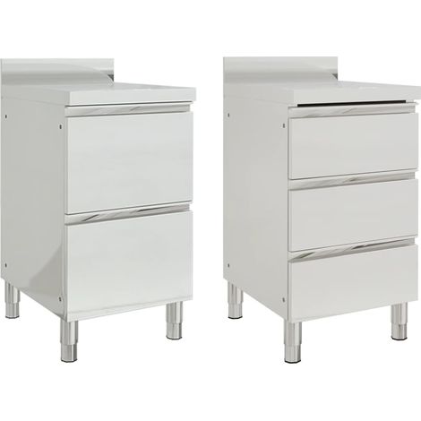 Armoires de cuisine commerciale, Armoires de plancher à tiroir, Meubles bas de Cuisine 2 pcs Acier inoxydable LKOWF67054 (1/5)