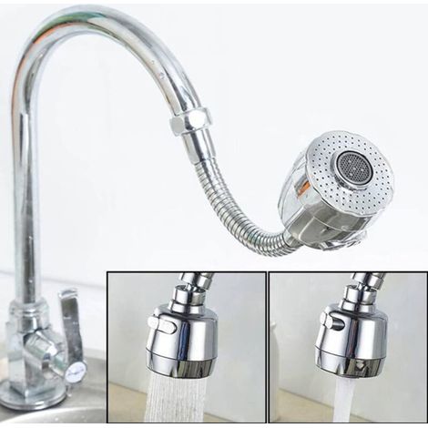 Buse de robinet rotative à 360°, aérateur à double mode pour économie d'eau, aérateur d'évier extensible pour cuisine, argent (1/5)