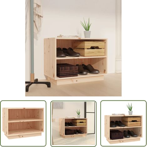 Meuble à chaussures Armoire à chaussures, Facile à Monter 60x34x45 cm Bois de pin massif -12364 (1/5)