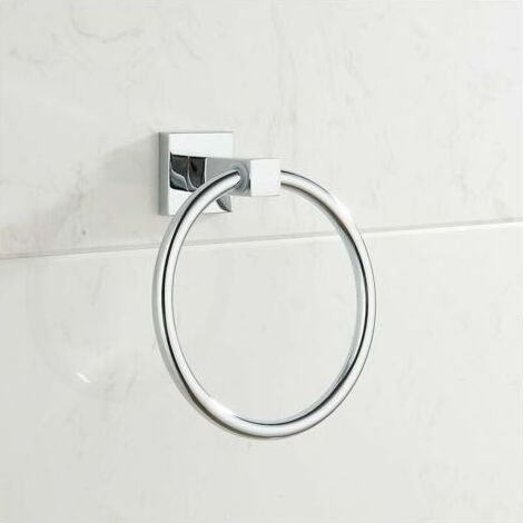 Anillo toallero minimalista cromado para montaje en pared para baño (1/5)