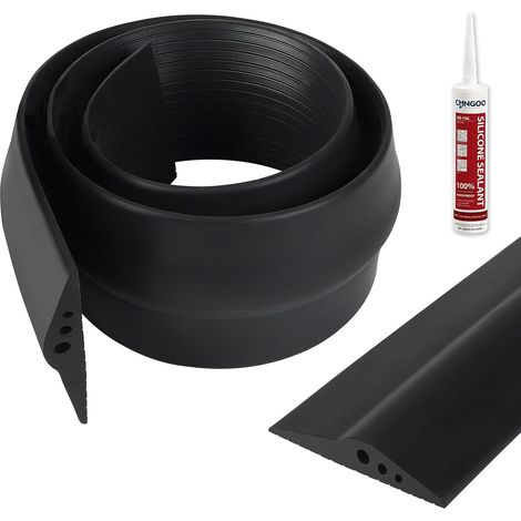 Joint Seuil Porte de Garage 2,5 M 78 mm avec Adhésif, Hauteur 14 mm, Seuil Porte Garage pour Garages, Halls, Entrepôts, Empêche les Infiltrations d'Eau et de Vent, Installation Facile (1/5)