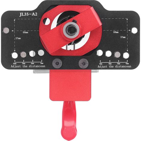 Gabari de perçage pour charnière invisible 35mm, gabarit de montage en alliage d'aluminium réglable, positionneur de trous pour porte d'armoire et placard (1/5)