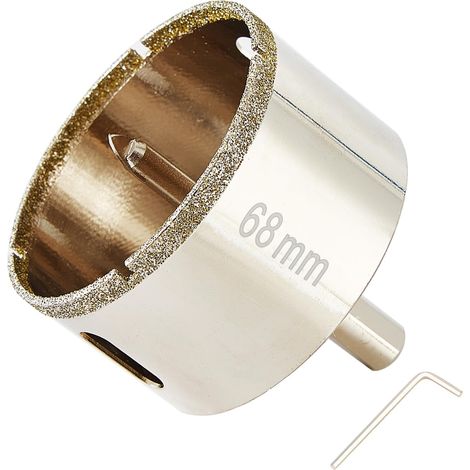 Scie cloche diamant de 68mm avec foret pilote, pointe pour carrelage de 68mm avec foret de guidage au centre pour verre, porcelaine, carrelage, céramique, marbre et granit (1/5)