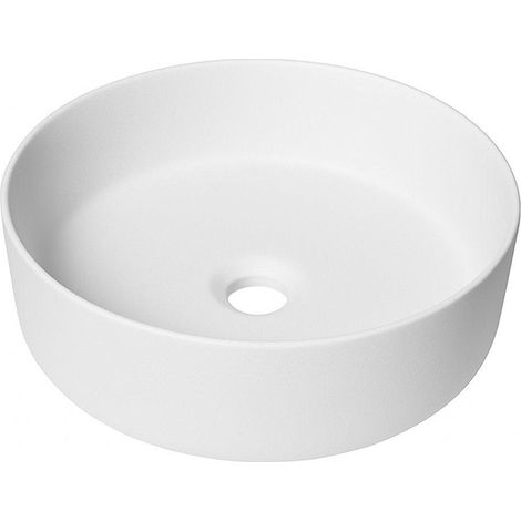 FugaFlow Eccelente Pietra vasque à poser - 36x36x12cm - sans trop-plein - ronde - céramique - mat blanc