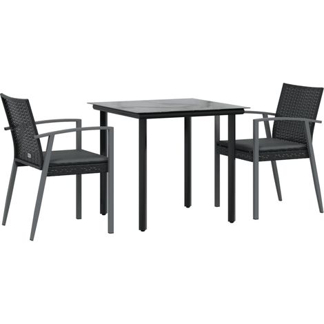 vidaXL 3 Piece Garden Dining Set with Cushions Poly Rattan and Steel (1/5)