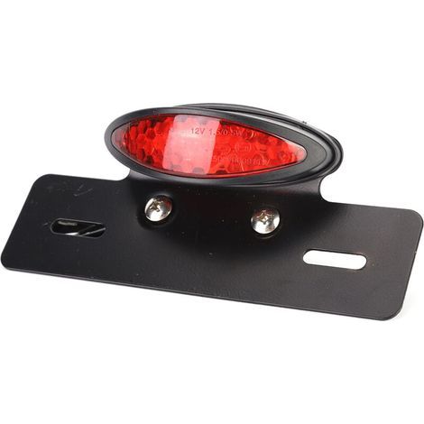Feu arrière ovale rétro à LED pour moto, feu stop, éclairage de plaque d'immatriculation, compatible Honda (couvercle rouge) (1/5)