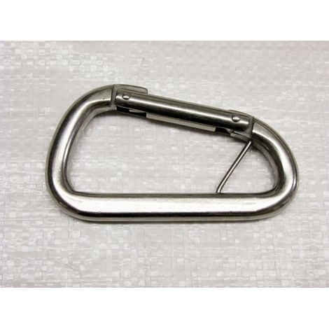 Stainless Steel Asymmetric Carbine Hook with Wire Bar 8MM x 80MM (Wire Rope Gate Karabina) (1/2)