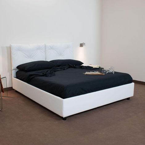 Letto APPIA bianco una piazza e mezzo senza contenitore con rete a doghe (1/4)