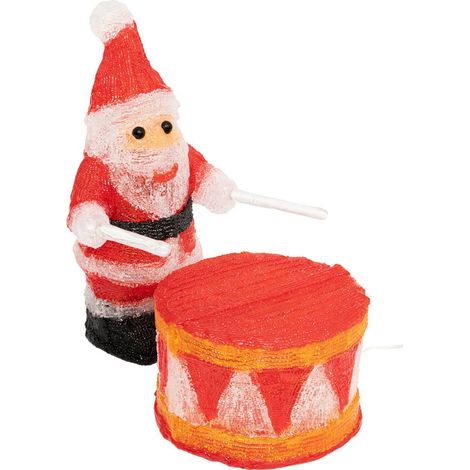 Tamburo solare da esterno a forma di babbo natale in acrilico 60 led h.32cm - Feeric lights & christmas
