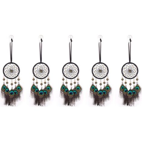 5X Dream Catcher Voiture Pendentif Carillons Éoliens Décoration de Plumes Décor à la Maison et Décoration Murale (1/4)