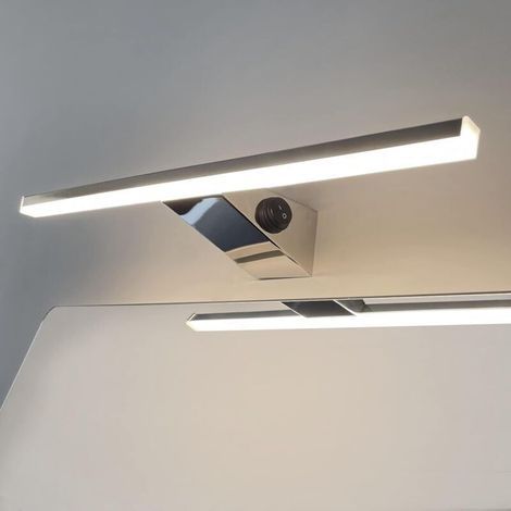 Badezimmer-Wandleuchte mit Schalter, Edelstahl, 40 cm, Spiegelleuchte, 10 W, 800 lm, neutralweißes Licht (4000 K), modernes Design, IP44 wasserdicht (1/5)
