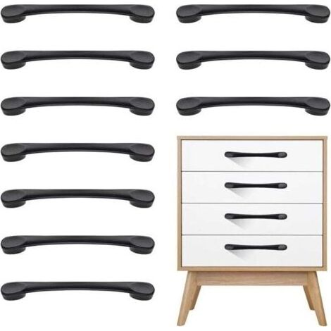 Poignee de Meuble Cuisine, Poignée Meuble, 10 Pièces Métal Noir Poignet de Porte Cuisine Antirouille pour Placards Tiroir Porte (Distance des Trous de 128mm) (1/4)
