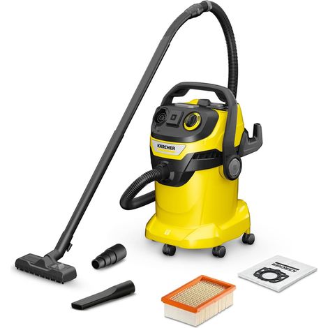 Aspirateur Eau et Poussières WD 5 P V-25/5/22, avec Prise de Courant, Filtre Plissé Plat, Fonction de Nettoyage du Filtre, Cassette Filtrante, 1100 W, Cuve : 25 l, Tube d'Aspiration : 2,2 m (1/5)