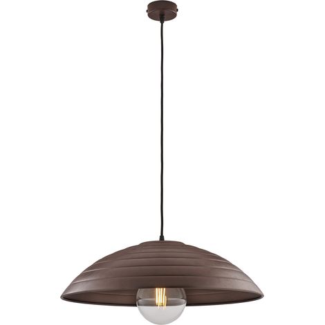 Sospensione 1 Luce Sender In Ferro Laccato Nero Con Decoro Ruggine (1/2)