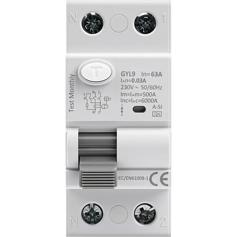 Disjoncteur différentiel 30mA 63A 2 pôles Type A-SI électromagnétique super immunisé 2P 6kA RCCB AC230V interrupteur différentiel avec protection contre les fuites électriques (1/5)