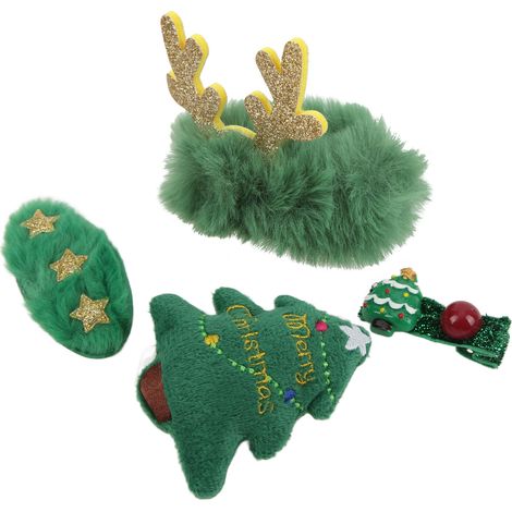Cette adorable barrette de Noël verte, ornée d'une broche et d'un élastique, est un cadeau de Noël idéal. (1/5)