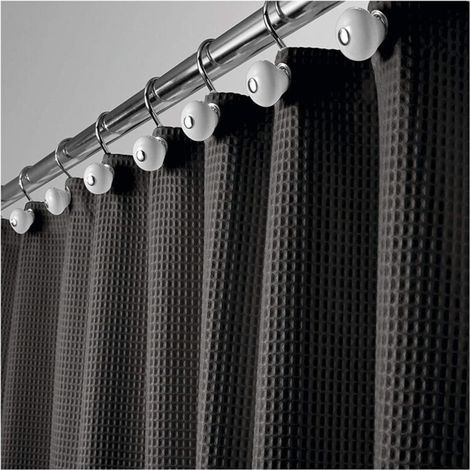 Lntyq – Rideau de douche en tissu gaufré 72 x 72 pouces – Crochets métalliques – Lavable en machine – Résistant pour salle de bain (1/2)