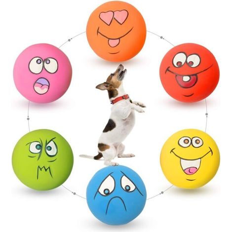 Jouets à mâcher couineurs pour chiens et chiots – Caoutchouc souple, 6 pièces, dimensions 5,8 x 5,8 x 3,3 cm, idéaux pour races miniatures (1/5)