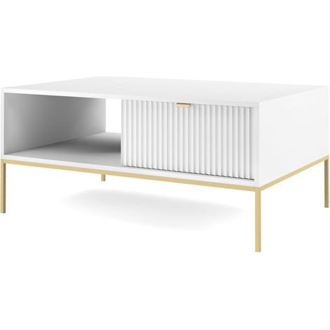 Tavolino: Bianco, oro, 104 x 46 x 68 cm, maniglie dorate (1/5)