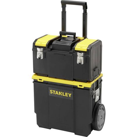 Stanley – Boîte à outils mobile en plastique noir et jaune – Servante roulante avec 1 tiroir – Dimensions 63x28.5x47.5cm – Charge maximale 50kg