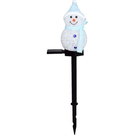Lumière de Noël extérieure pour allée,Décoration lumineuse solaire bonhomme de neige à piquer, étanche,pour jardin, arbres, clôture, pelouse, allée, bleu (1/5)