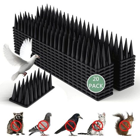 Mètres Pic Anti Pigeon Plastique, 20 Pièces Répulsif Piege, Anti Oiseaux pour Chats Moineaux, pour Balcon Fenêtre, Respectueux des Animaux Pique (Noir) (1/4)