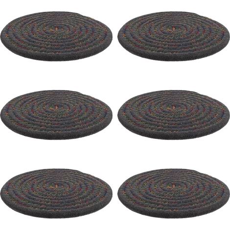 Lot de 6 dessous de plat en coton, 18 cm, ronds, gris (1/5)