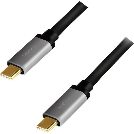 USB-C-Kabel, 3.2 Gen2, LogiLink, 100 W PD, 4K, Aluminium, E-Prüfzeichen, Videodaten (1/4)