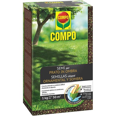 COMPO SEMI per Prato in Ombra, Miscela Speciale, Seme Ricoperto, Resistente al Calpestio, 1 kg (1/4)