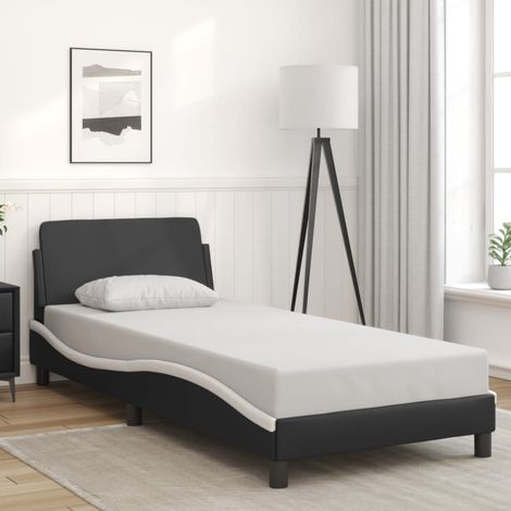 Cadre de lit sans matelas-Structure de lit noir et blanc 90x190 cm similicuir 426834 (1/5)
