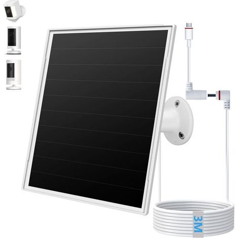 Panneau solaire 8 W - 1 unité - Pour Ring Stick Up Cam - Port CC 3,5 x 13,5 mm - Étanchéité IP65 - Noir (1/5)