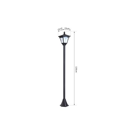 Lanterne solaire de jardin noire 10 lumens avec LED et allumage automatique pour allée, terrasse et jardin (1/5)
