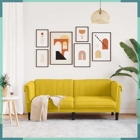 Canapé - 372581 - velours jaune - 2 places - 182 x 77 x 74 cm (1/5)