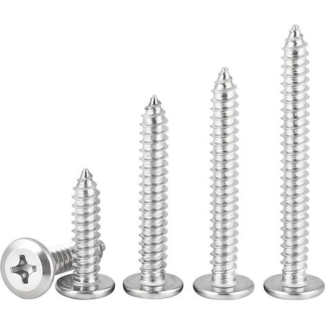 20 Pièces Vis Autotaraudeuses Acier Inoxydable 304, Vis à Tête Ronde Plate Cruciforme, M6 x 45 mm Fixations, pour Les Meubles à la Maison Machines (1/5)