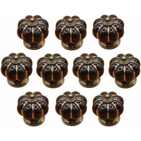BUNTHAUS 10 x Boutons de tiroir en céramique bouton de meuble forme citrouille pour tiroirs et placards de cuisine,Poignée de forme de potiron en céramique bouton commode armoire de cuisine placard ti (1/5)