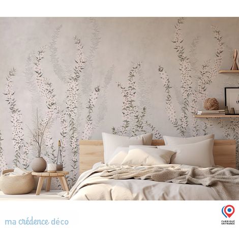 Papier peint : Fleurs botaniques - Intissé - L.400 x H.280 cm - Vert olive (1/3)