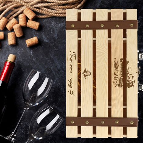 Holz-Rotweinkiste, ausgehöhlt, gerade, Bar-Weingeschenkbox für 2 Flaschen Wein (1/5)