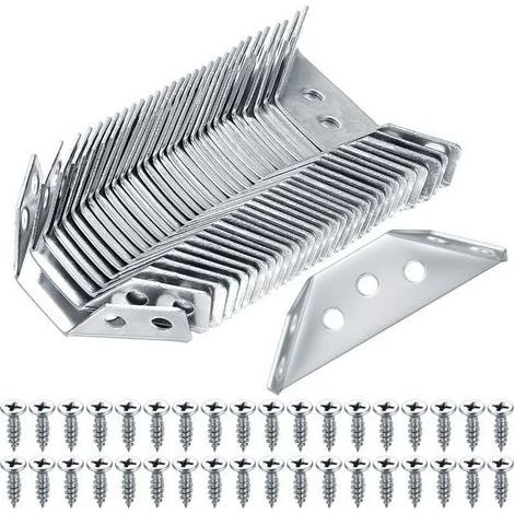 Lot de 30 connecteurs d'angle universels en acier inoxydable, équerres triangulaires pour meubles, armoires, chaises et tables. (1/5)