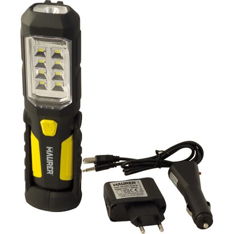 TORCIA A BATTERIA LITIO - RICARICABILE - 8+1 LED - MAGNETICA - MAURER