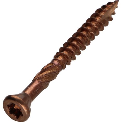 Vis terrasse TEKOR Tête fraisée bombée TFB TORX T25 5X50 Pointe antifendage type 17 Inox A4 Brun-1 pièce