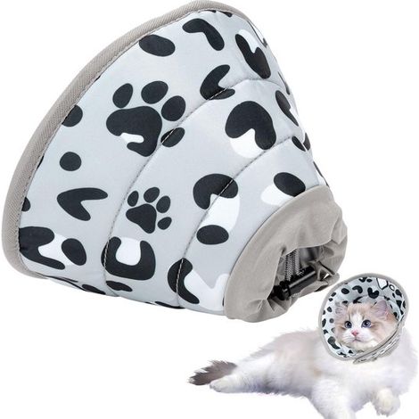 Collar para gato,3 tallas,Accesorios para gatos,Collar protector suave para gatos y perros pequeños,Cono ajustable para mascotas,Gris (1/5)