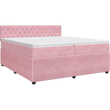 Cama box spring con colchón Rosa 200 x 200 cm Terciopelo vidaXL (1/5)
