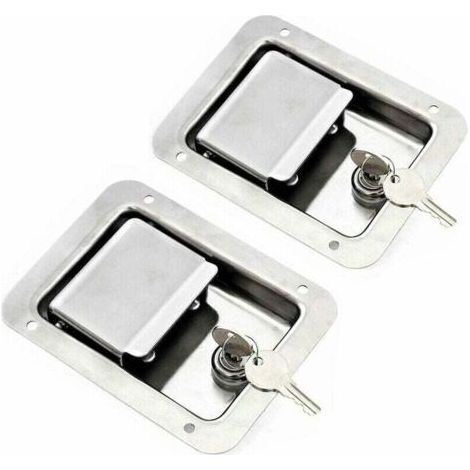 Matériel Paquet de 2 Loquet à Ressort pour Palette en Acier Inoxydable avec Serrure et Clé - Poignée Unique à Affleurement pour Remorque de Porte RV (1/5)