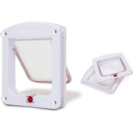 Adaptateur de chatière pour chat et chien, chatière étanche avec verrouillage rotatif à 4 voies pour chats et petits chiens, blanc (1/5)