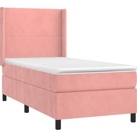 vidaXL Letto a Molle con Materasso e LED Rosa 90x190 cm in Velluto (1/5)