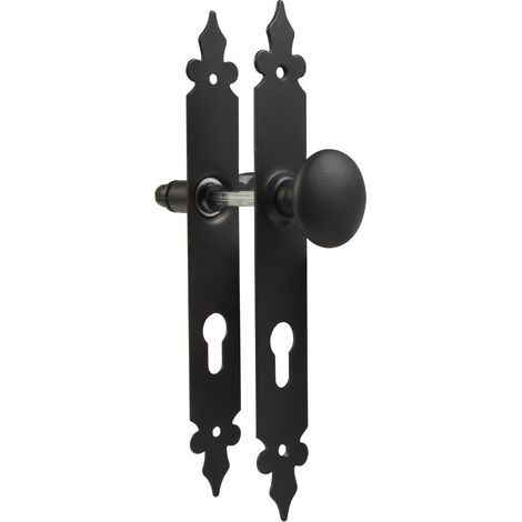 Türgriff Türklinke Türbeschlag aus Metall Schwarz matt auf Schild Wechselgarnitur