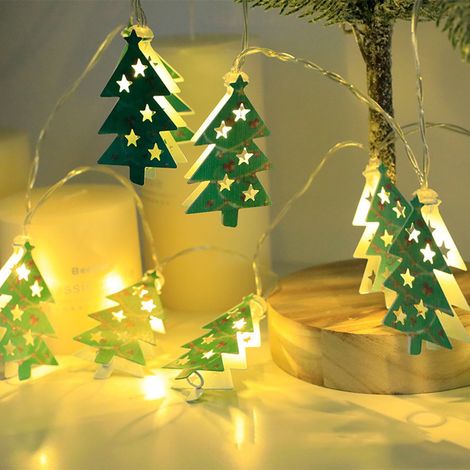 Guirlande Lumineuse Noël - 10 Ampoules LED Vertes - Fil Souple en Fer - Alimentation sur Piles AA - 1,5 M - Décoration Intérieure Extérieure (1/5)