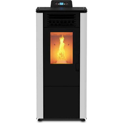 Stufa a Pellet FOCO Bianco - Basic Steel 8 Classe Energetica A+ - Stile Minimale - Ventilazione Frontale (1/3)