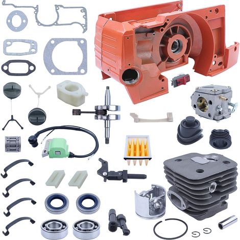 Vilebrequin, Carter Moteur, Kit Cylindre 52mm Pour Husqvarna 268 272 XP Carburateur Bobine, Carter, Cylindre, Piston, Axe, Segments, Circlip, Vilebrequin, Roulement à Billes, Joint d'Huile, Roulement (1/5)