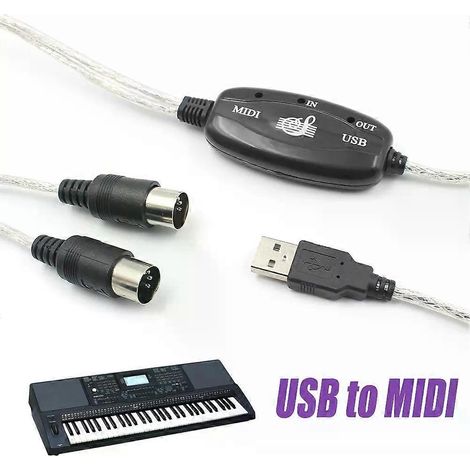 USB-MIDI-Kabel für Keyboard zu PC-Audiokabel, USB-zu-MIDI-Kabelkonverter, USB-Ein-/Ausgangs-MIDI-Interface-Adapter, Zubehör - JXLGV (1/4)